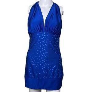 Dream Girl Polka Dot Halter Tunic Blue One Size Fits Most